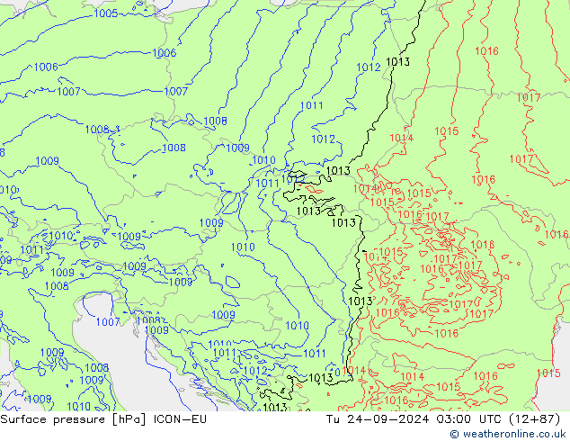 Bodendruck ICON-EU Di 24.09.2024 03 UTC