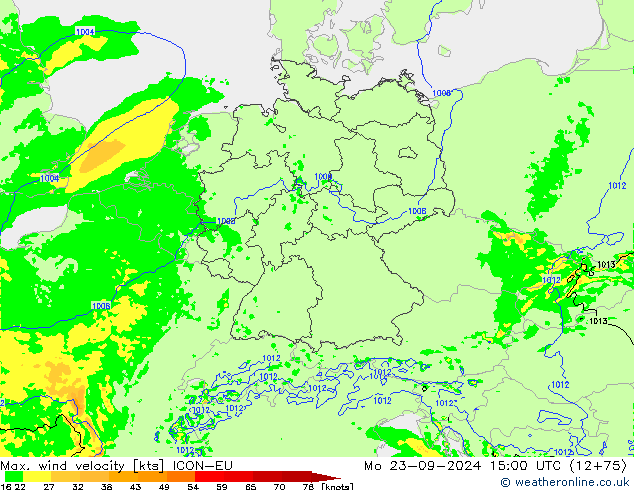 Max. wind velocity ICON-EU Po 23.09.2024 15 UTC