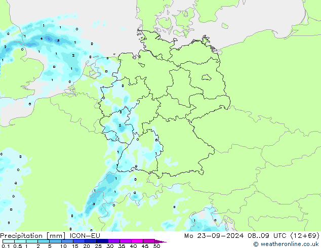 Precipitation ICON-EU Mo 23.09.2024 09 UTC