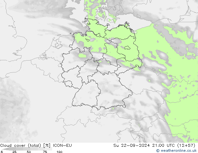 Bewolking (Totaal) ICON-EU zo 22.09.2024 21 UTC