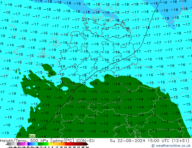 Height/Temp. 500 hPa ICON-EU Dom 22.09.2024 15 UTC