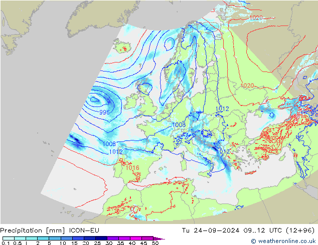 Niederschlag ICON-EU Di 24.09.2024 12 UTC