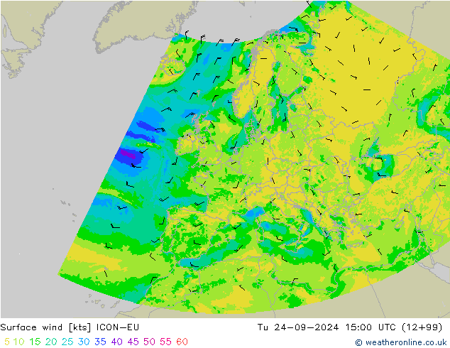 Surface wind ICON-EU Tu 24.09.2024 15 UTC