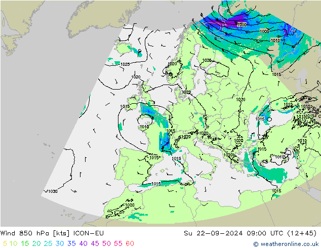 风 850 hPa ICON-EU 星期日 22.09.2024 09 UTC