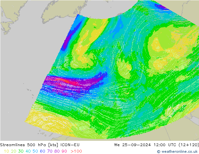 Rüzgar 500 hPa ICON-EU Çar 25.09.2024 12 UTC