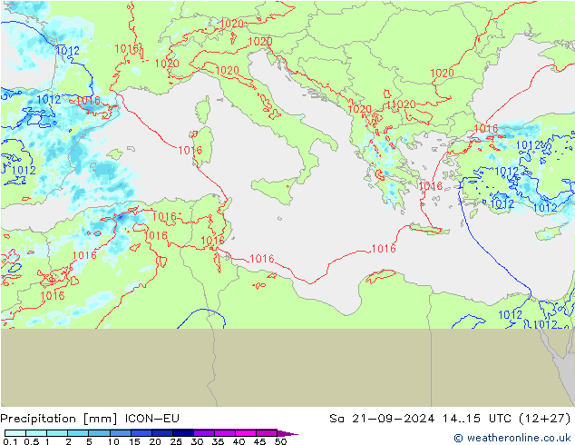 Precipitazione ICON-EU sab 21.09.2024 15 UTC