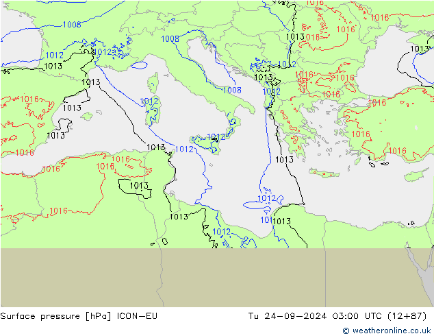 Luchtdruk (Grond) ICON-EU di 24.09.2024 03 UTC