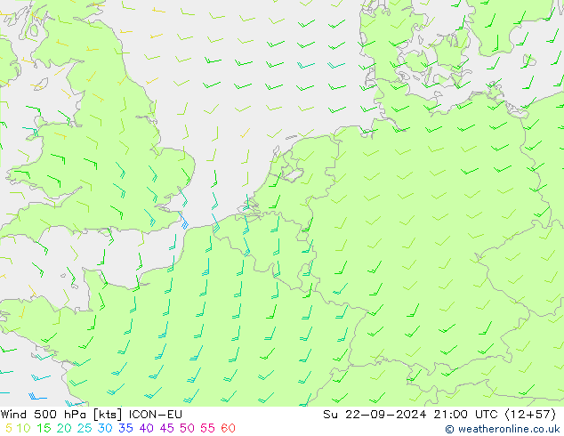 Wind 500 hPa ICON-EU So 22.09.2024 21 UTC