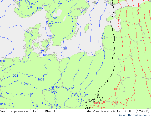 приземное давление ICON-EU пн 23.09.2024 12 UTC