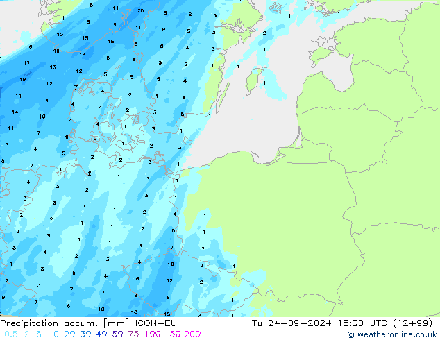 Precipitation accum. ICON-EU wto. 24.09.2024 15 UTC