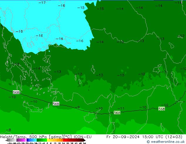 Yükseklik/Sıc. 500 hPa ICON-EU Cu 20.09.2024 15 UTC