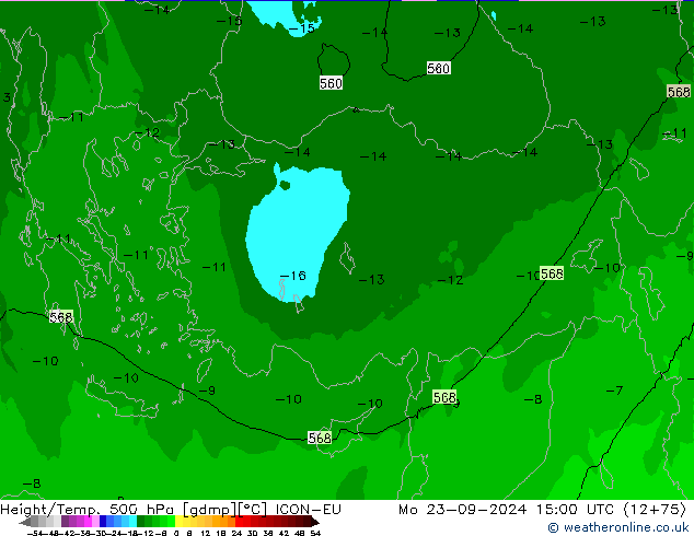 Yükseklik/Sıc. 500 hPa ICON-EU Pzt 23.09.2024 15 UTC