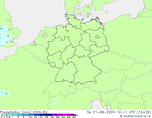 Precipitazione ICON-EU sab 21.09.2024 11 UTC