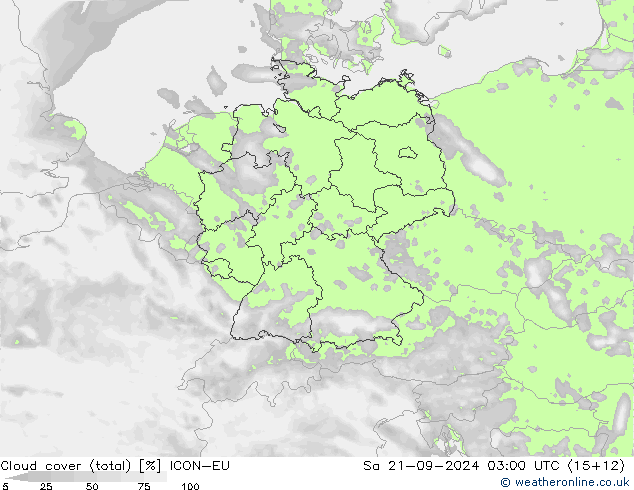 Cloud cover (total) ICON-EU So 21.09.2024 03 UTC