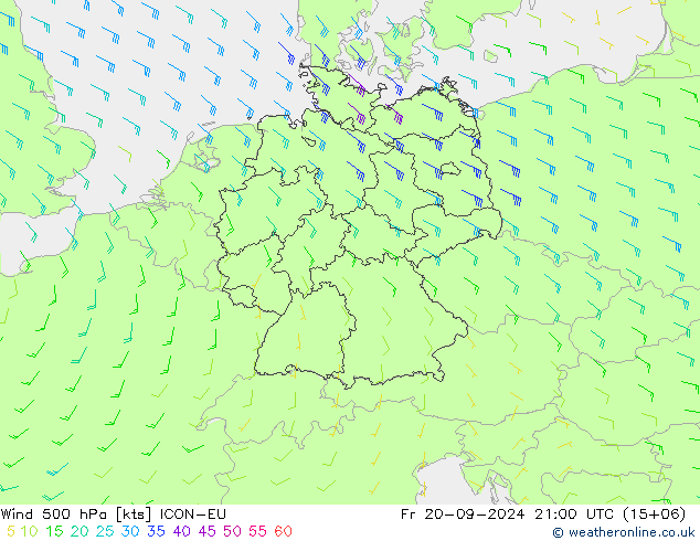 Wind 500 hPa ICON-EU Fr 20.09.2024 21 UTC