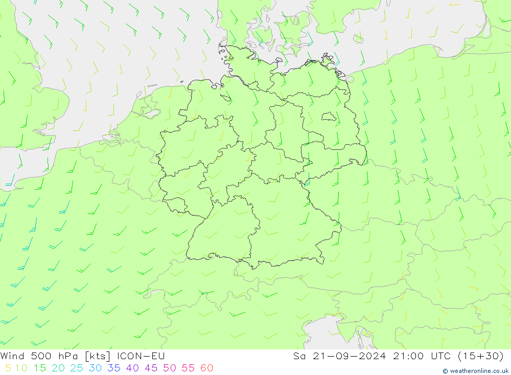  500 hPa ICON-EU  21.09.2024 21 UTC