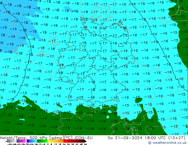 Height/Temp. 500 hPa ICON-EU Sa 21.09.2024 18 UTC