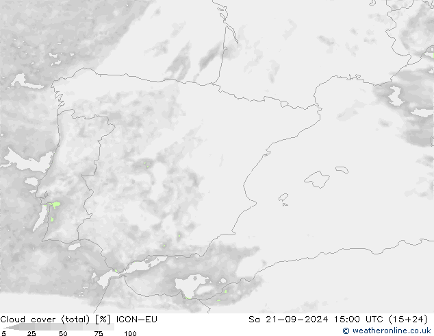 Nubi (totali) ICON-EU sab 21.09.2024 15 UTC