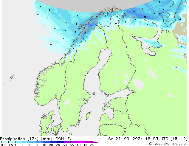 Yağış (12h) ICON-EU Cts 21.09.2024 03 UTC