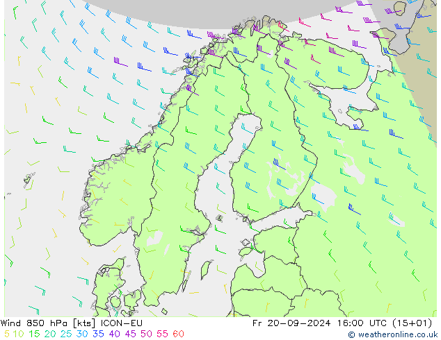 Viento 850 hPa ICON-EU vie 20.09.2024 16 UTC