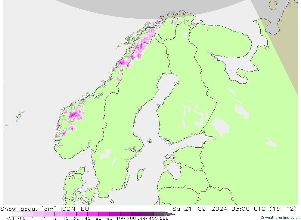 Schneemenge ICON-EU Sa 21.09.2024 03 UTC