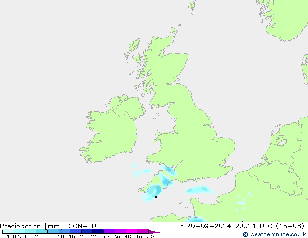 Precipitation ICON-EU Fr 20.09.2024 21 UTC