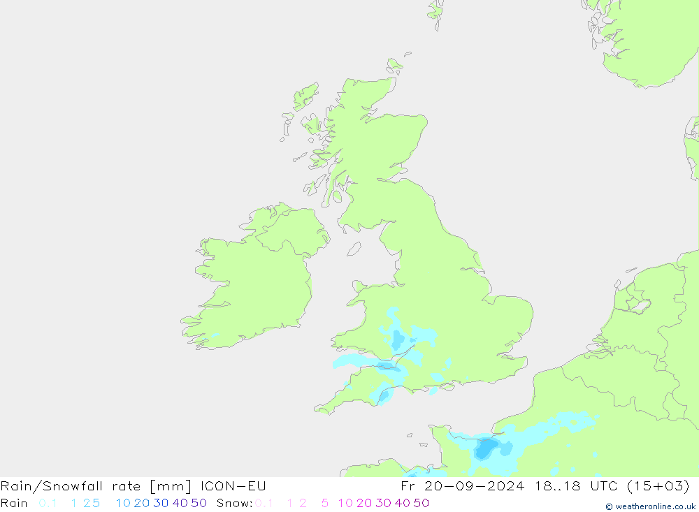 Rain/Snowfall rate ICON-EU vie 20.09.2024 18 UTC