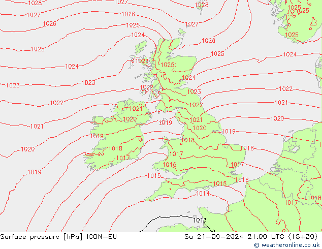 pression de l'air ICON-EU sam 21.09.2024 21 UTC