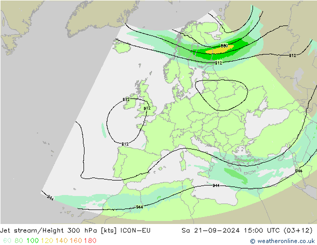 高速氣流 ICON-EU 星期六 21.09.2024 15 UTC