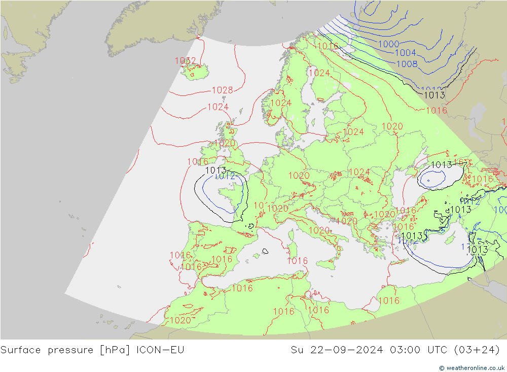 Bodendruck ICON-EU So 22.09.2024 03 UTC