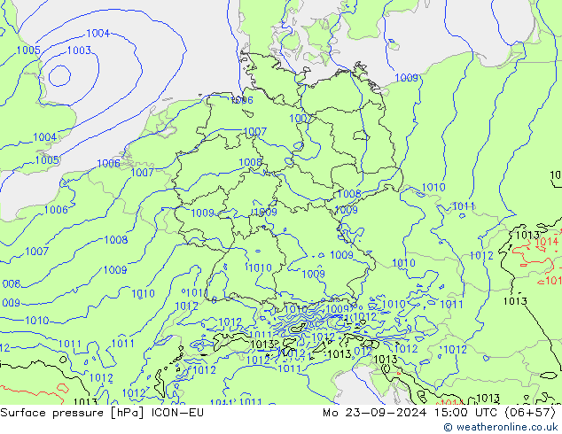 地面气压 ICON-EU 星期一 23.09.2024 15 UTC