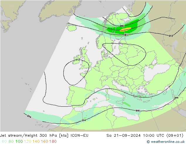 高速氣流 ICON-EU 星期六 21.09.2024 10 UTC