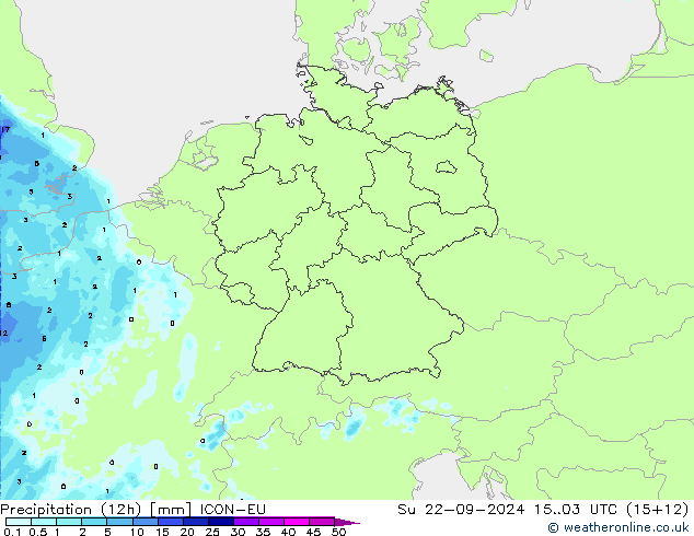 Precipitación (12h) ICON-EU dom 22.09.2024 03 UTC