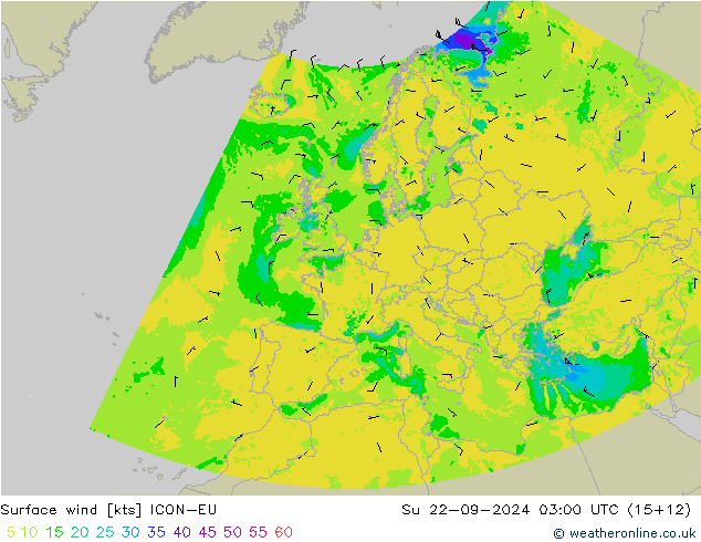 风 10 米 ICON-EU 星期日 22.09.2024 03 UTC