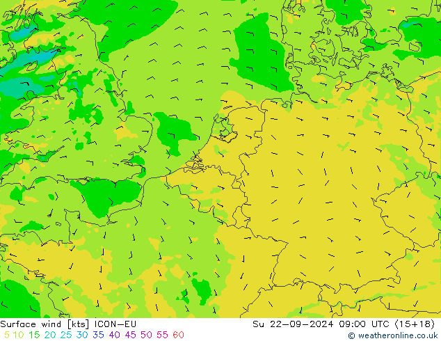 Bodenwind ICON-EU So 22.09.2024 09 UTC