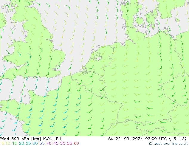 Wind 500 hPa ICON-EU So 22.09.2024 03 UTC