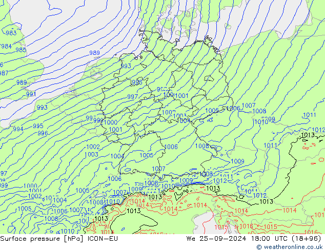 Luchtdruk (Grond) ICON-EU wo 25.09.2024 18 UTC