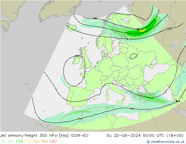 高速氣流 ICON-EU 星期日 22.09.2024 00 UTC