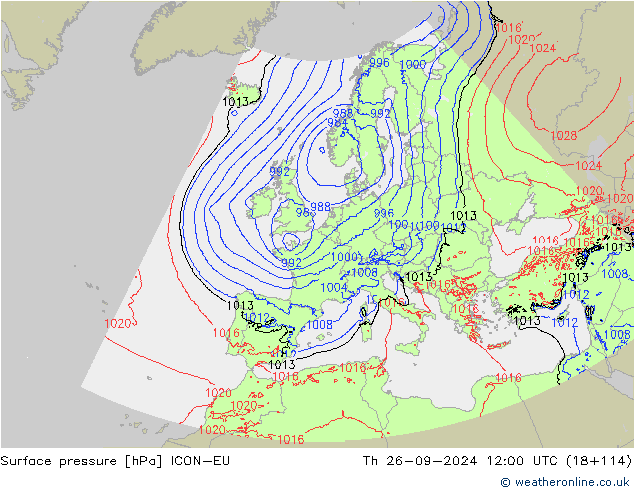 Bodendruck ICON-EU Do 26.09.2024 12 UTC