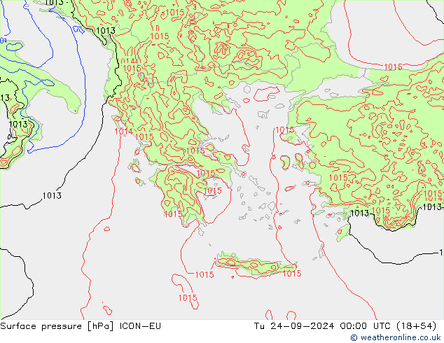 Luchtdruk (Grond) ICON-EU di 24.09.2024 00 UTC