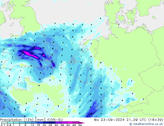 Nied. akkumuliert (12Std) ICON-EU Mo 23.09.2024 09 UTC