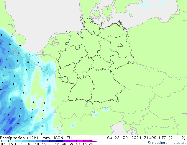 Nied. akkumuliert (12Std) ICON-EU So 22.09.2024 09 UTC