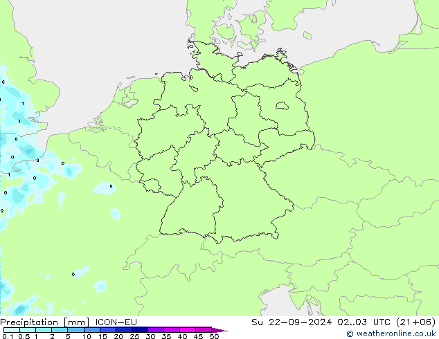 Niederschlag ICON-EU So 22.09.2024 03 UTC