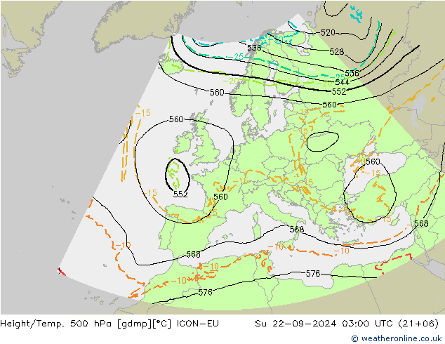 Geop./Temp. 500 hPa ICON-EU dom 22.09.2024 03 UTC