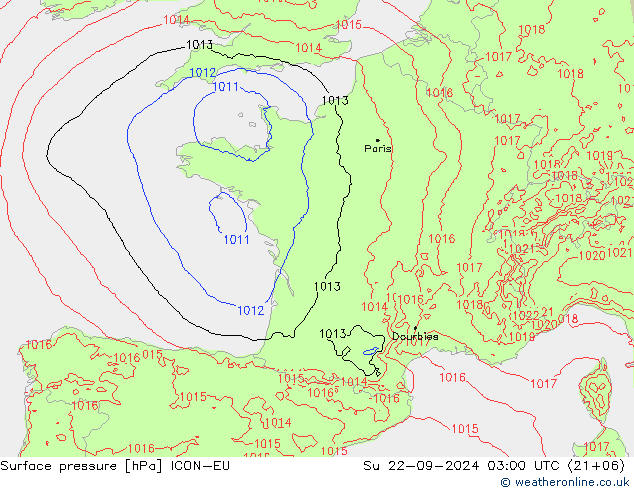 Bodendruck ICON-EU So 22.09.2024 03 UTC