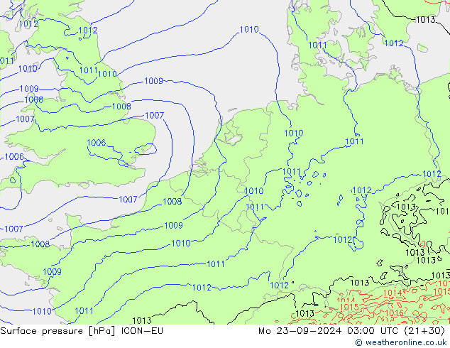 Bodendruck ICON-EU Mo 23.09.2024 03 UTC