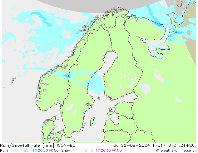 Regen/Schneefallrate ICON-EU So 22.09.2024 17 UTC