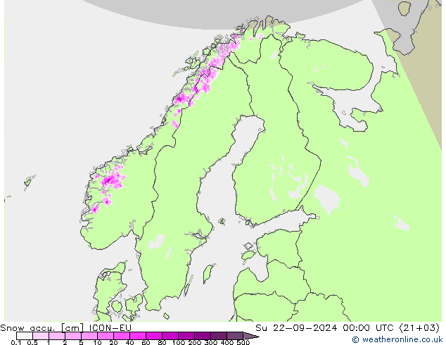 Snow accu. ICON-EU dom 22.09.2024 00 UTC