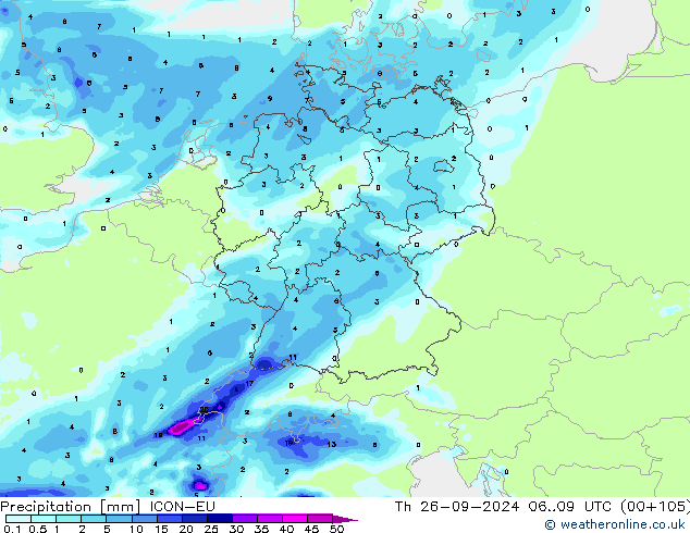 Precipitation ICON-EU Th 26.09.2024 09 UTC