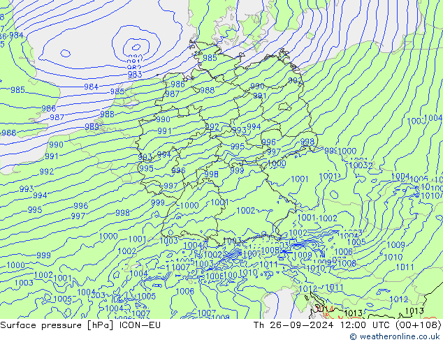 Yer basıncı ICON-EU Per 26.09.2024 12 UTC